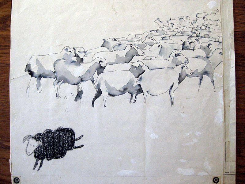dibujo original de la oveja negra del "Out of Step"